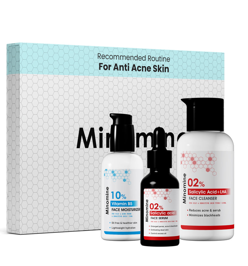 Anti Acne Gamechangers Skincare Routine Kit for Unisex | Salicylic Acid Cleanser, Salicylic Acid Serum, Vitamin B5 | 3 Product Set